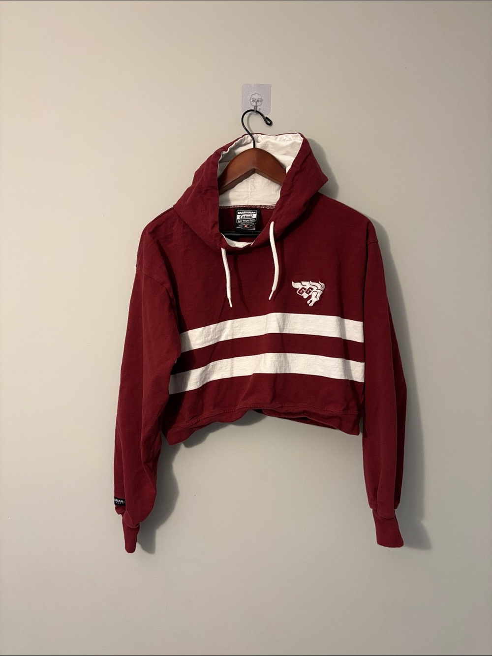 Cropped Maroon Barbarian Hoodie